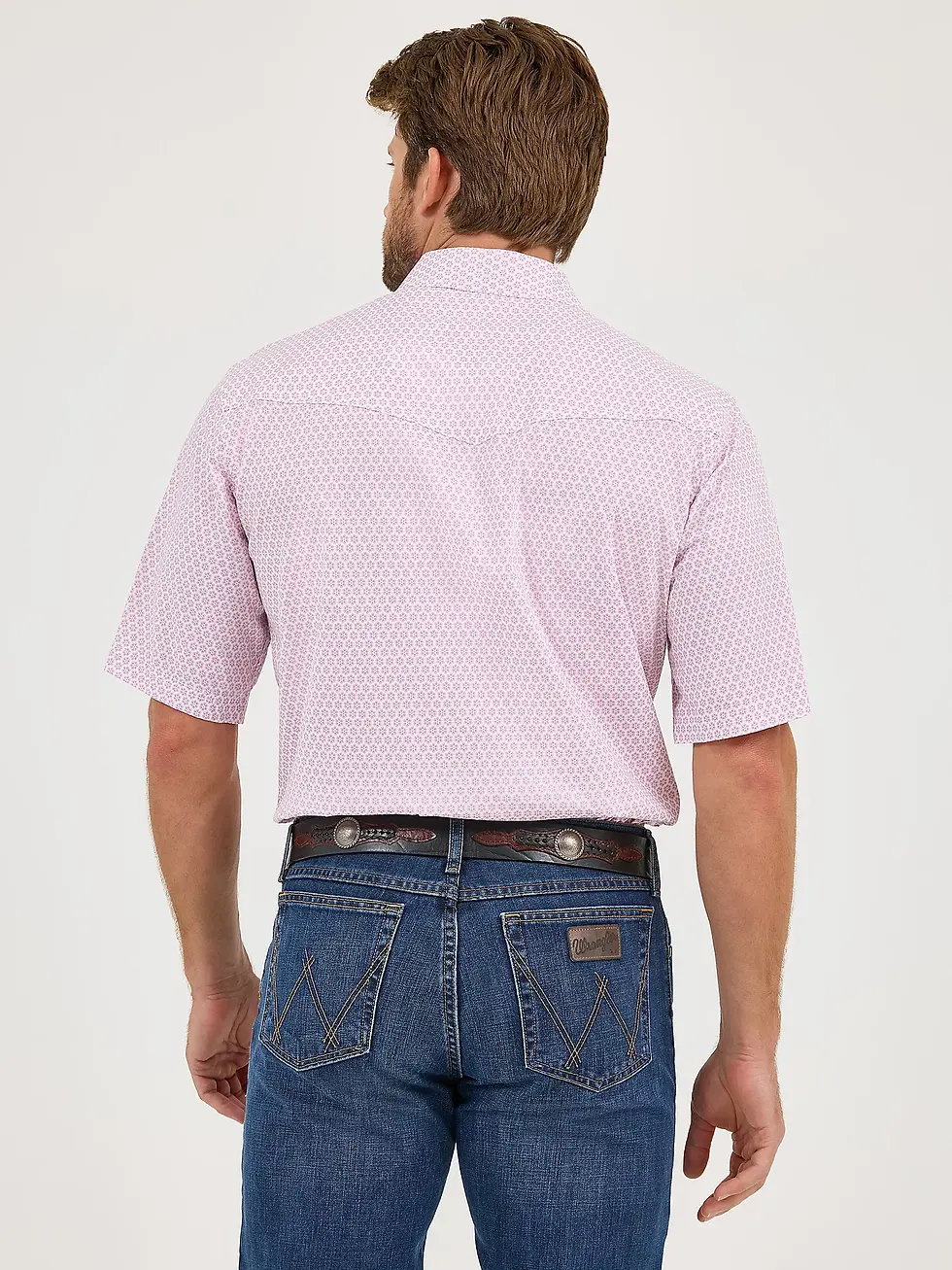 Thumbnail: Wrangler Men's 20X Competition Advanced Comfort Pink Sangria Short Sleeve Snap