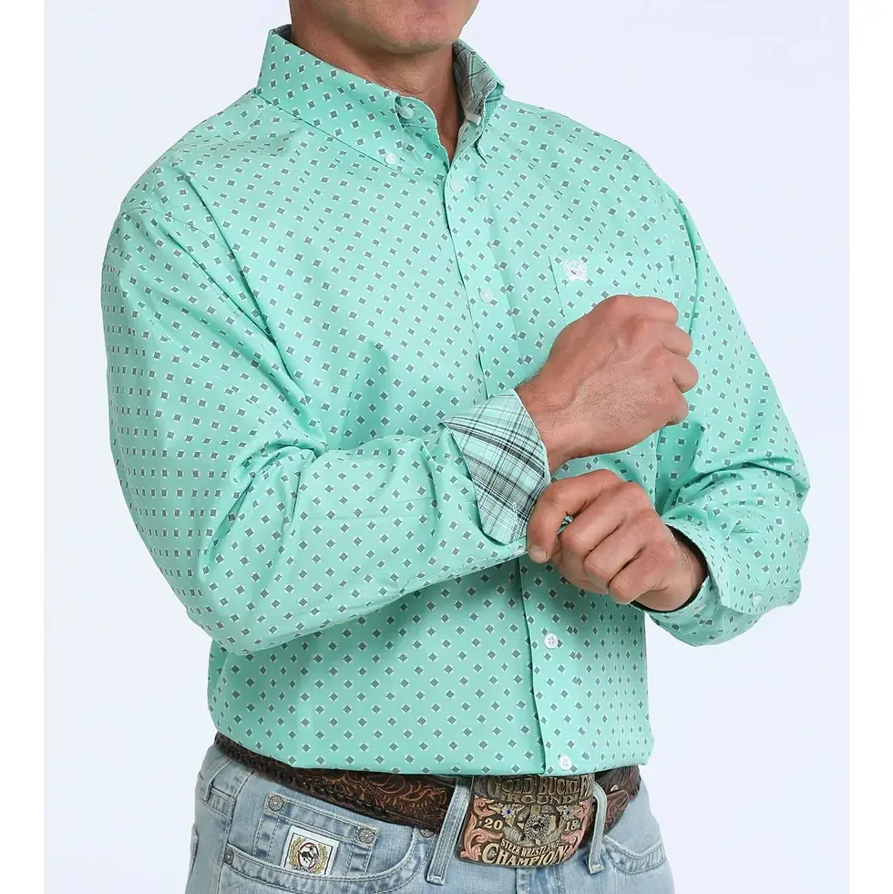 Thumbnail: Cinch Men's Turquoise Print Western Shirt