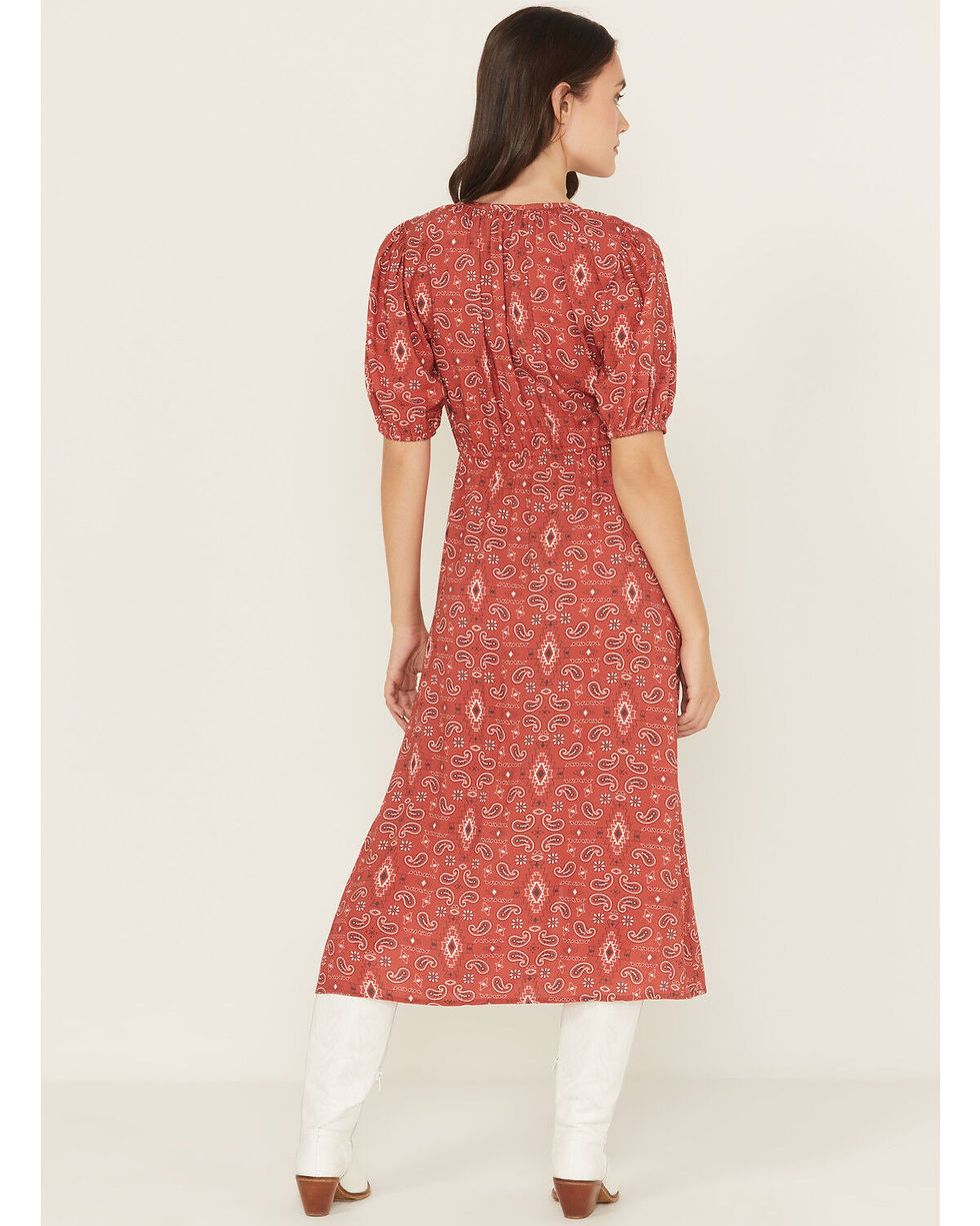 Thumbnail: Rock and Roll Denim Ladies Rust Mid Length Dress