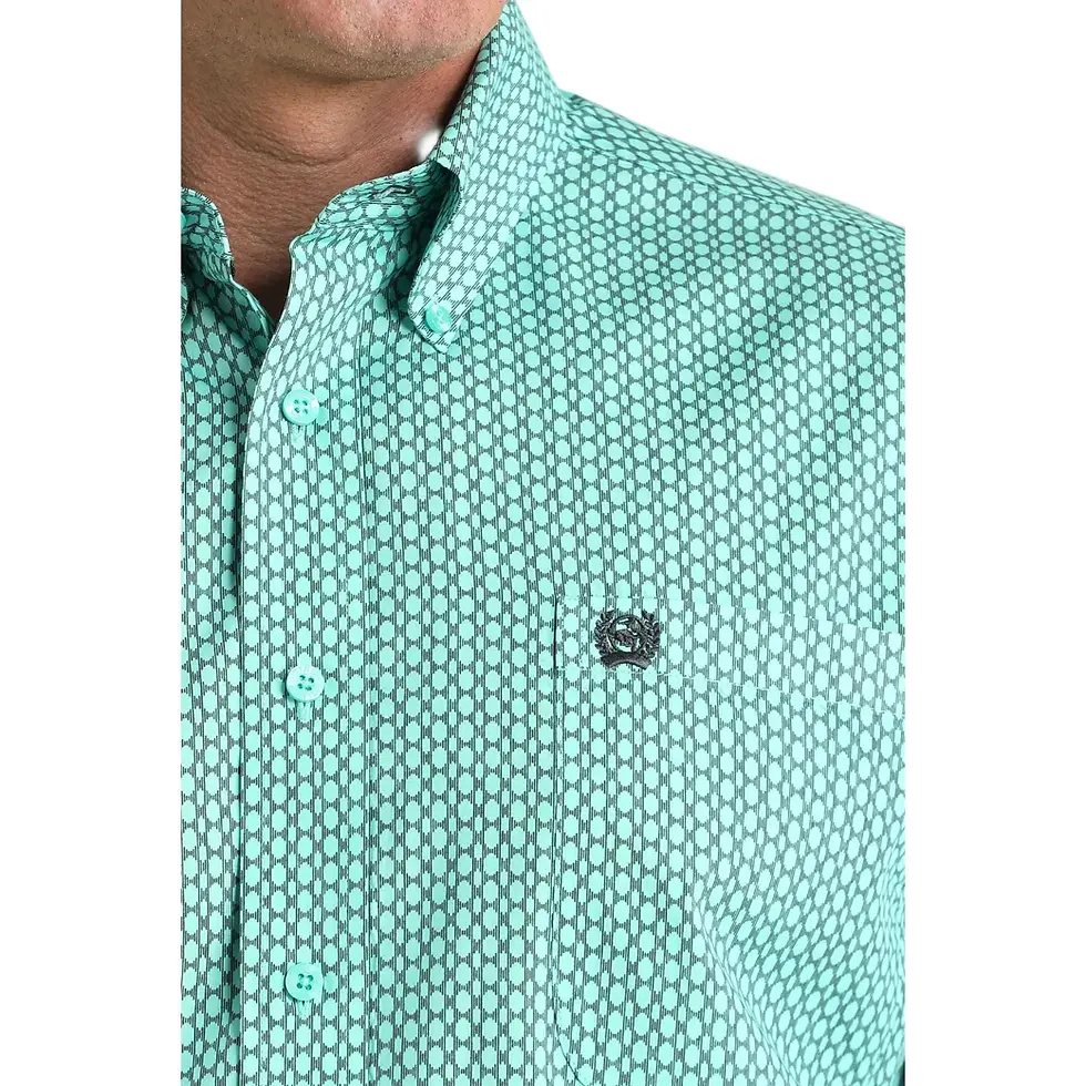Thumbnail: Cinch Men's Turquoise Print Button Down