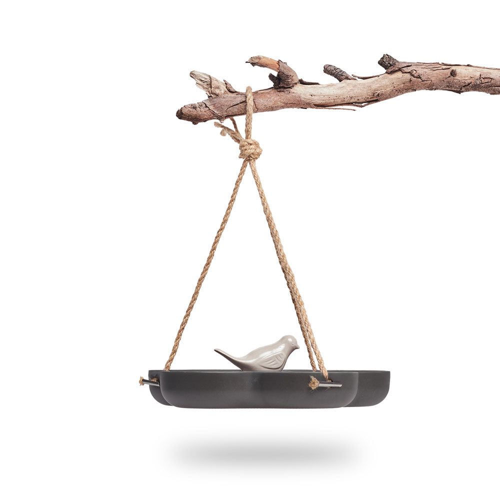 Grey Flora Hanging Bird Feeder