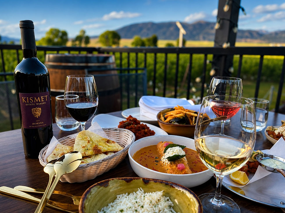 Patio dining at Manzil Restaurant at Kismet Estate Winery in the Okanagan