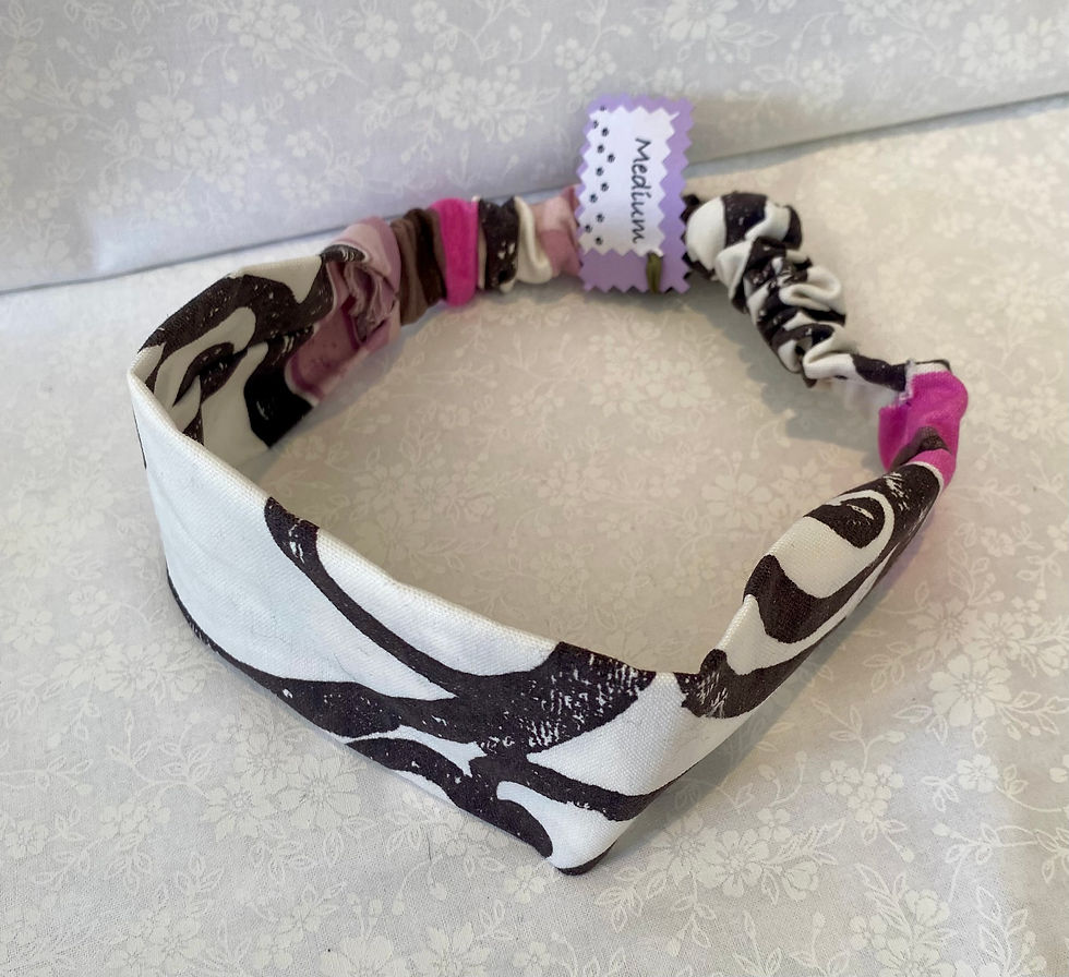 Pink, white and brown headband