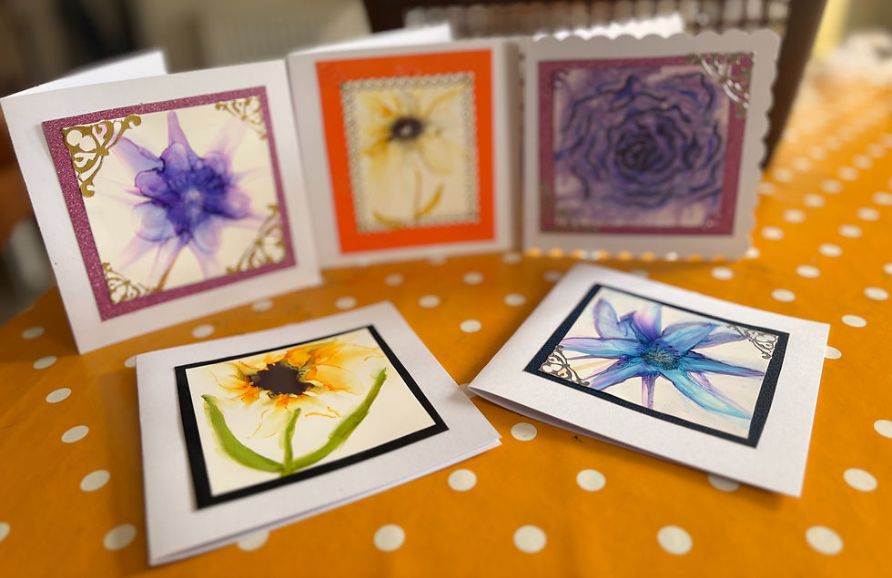 Greeting cards-Beautiful blossoms-hand-painted flowers in alcohol ink