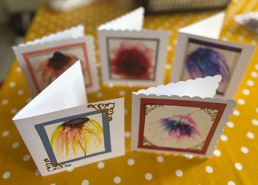 Greeting cards-Beautiful blossoms-hand-painted flowers in alcohol ink