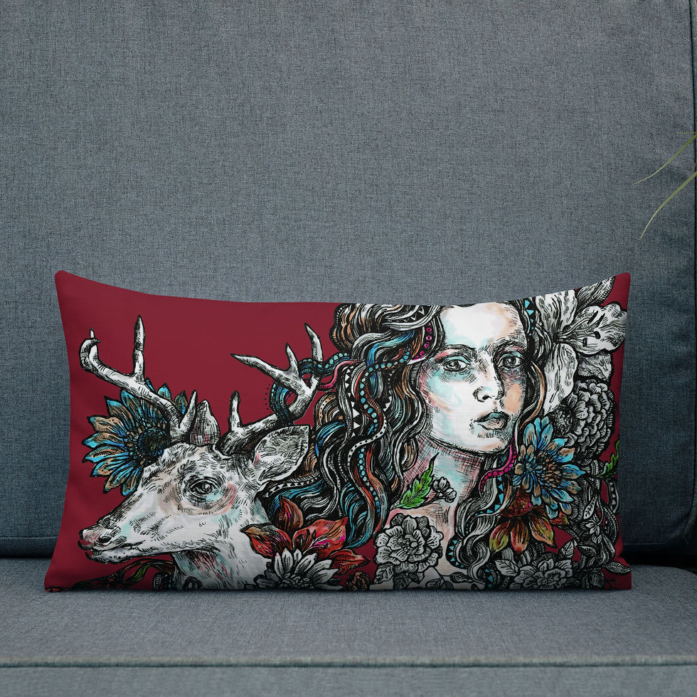 Thumbnail: Deer Girl_Premium Pillow