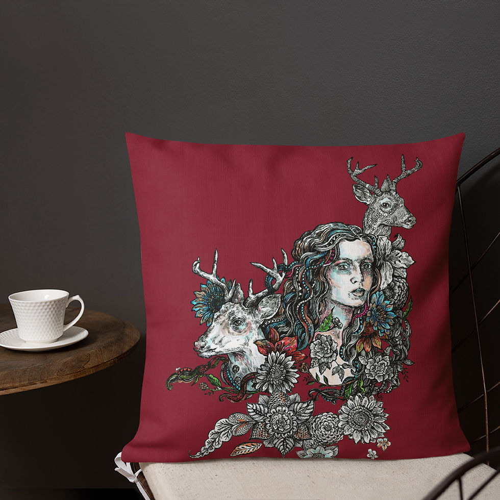 Thumbnail: Deer Girl_Premium Pillow