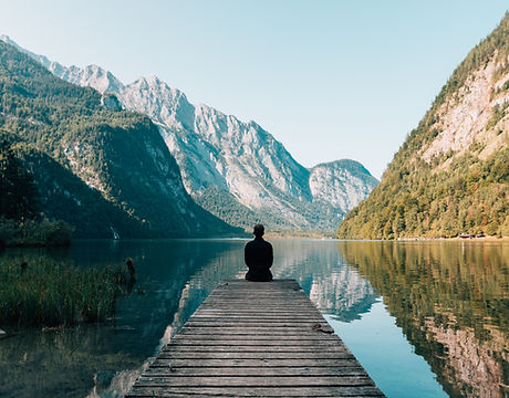 Montagnes, rencontre, lac