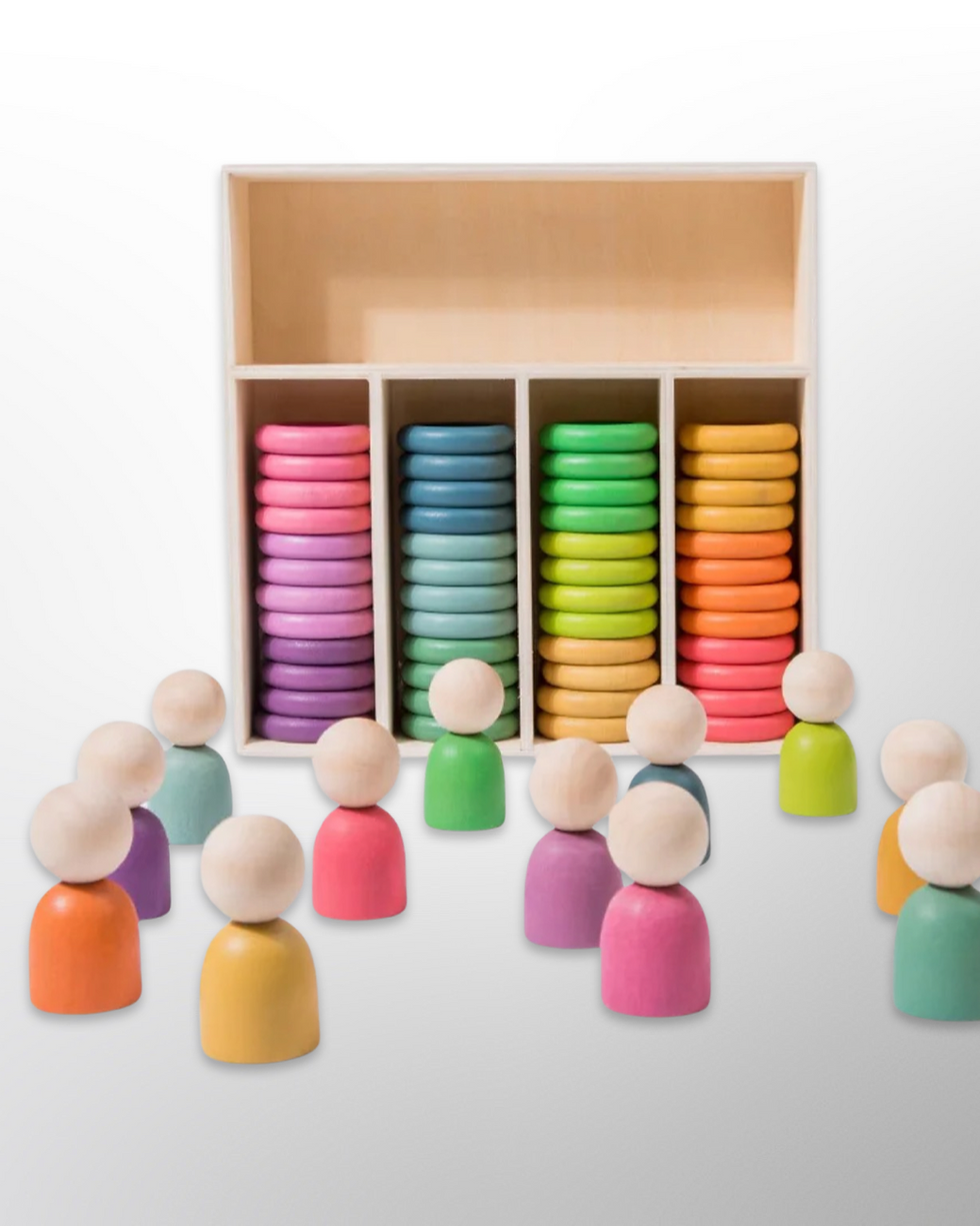 Thumbnail: Wooden Peg and Ring Colour Matching Set