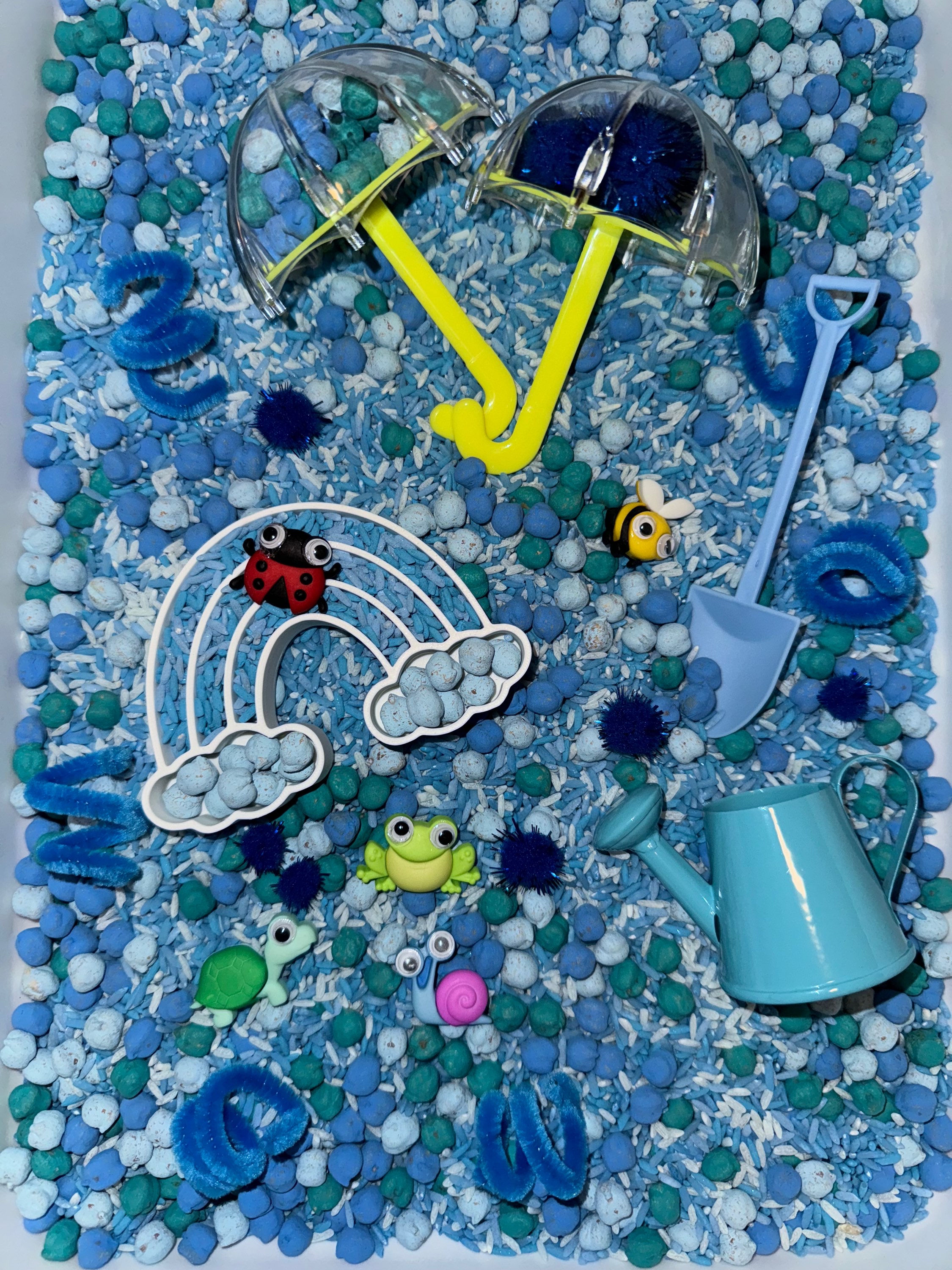 April Showers Sensory Bin