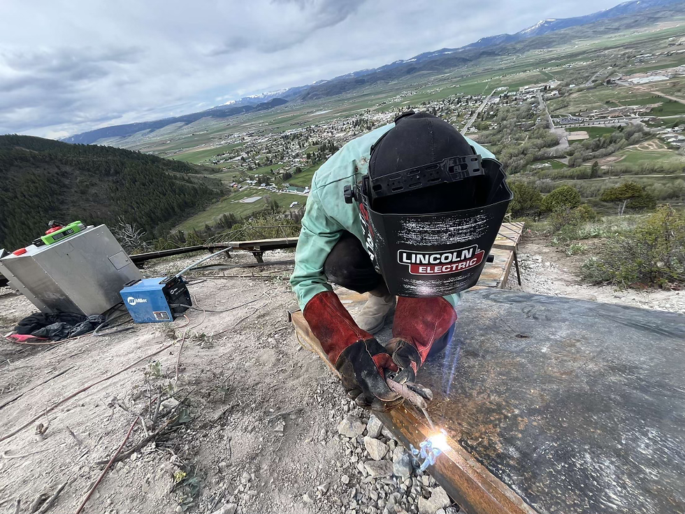 Welding the star on Star Hill in Afton Wyoming