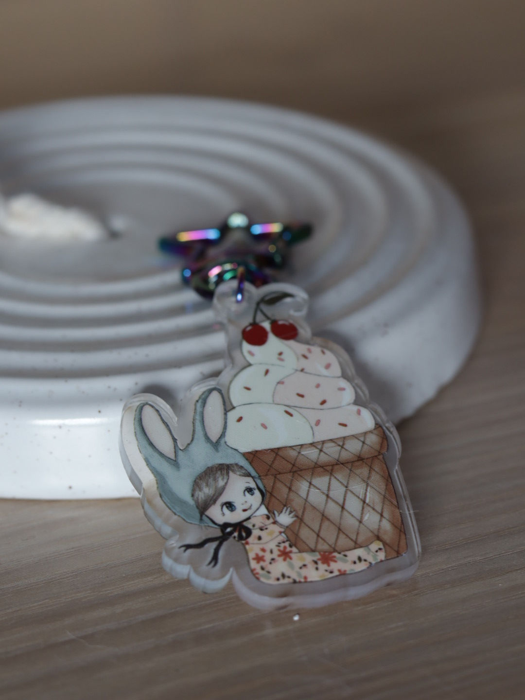 Porte-clefs lapin glace