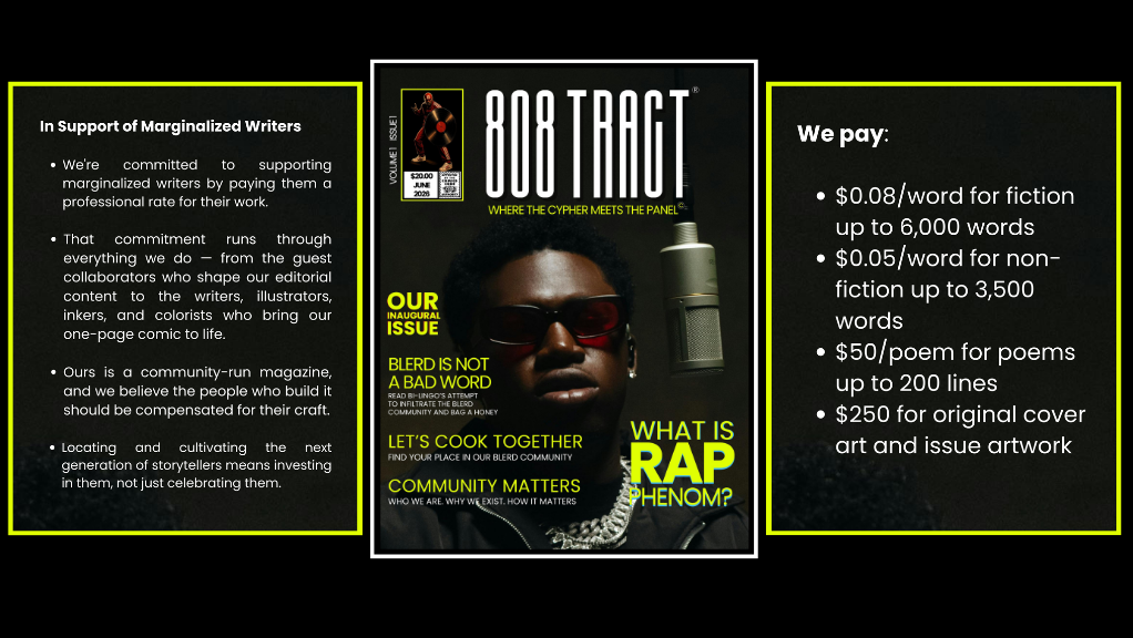 808 TRACT community and a magazine serving Black youth and adults hip hop culture hip hop cooks Blerd