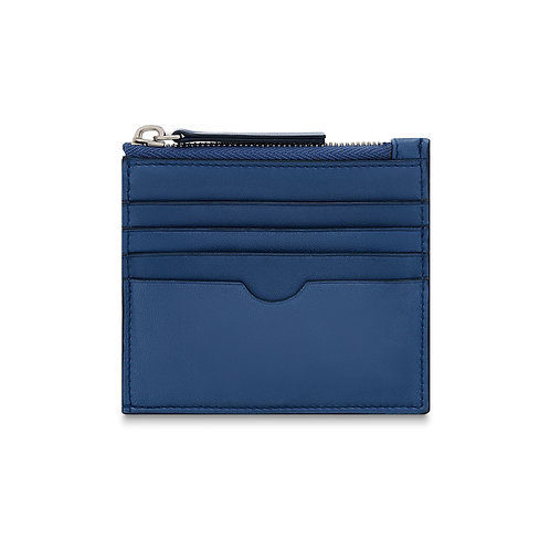 BLUE LEATHER CHANGE & CARD POUCH