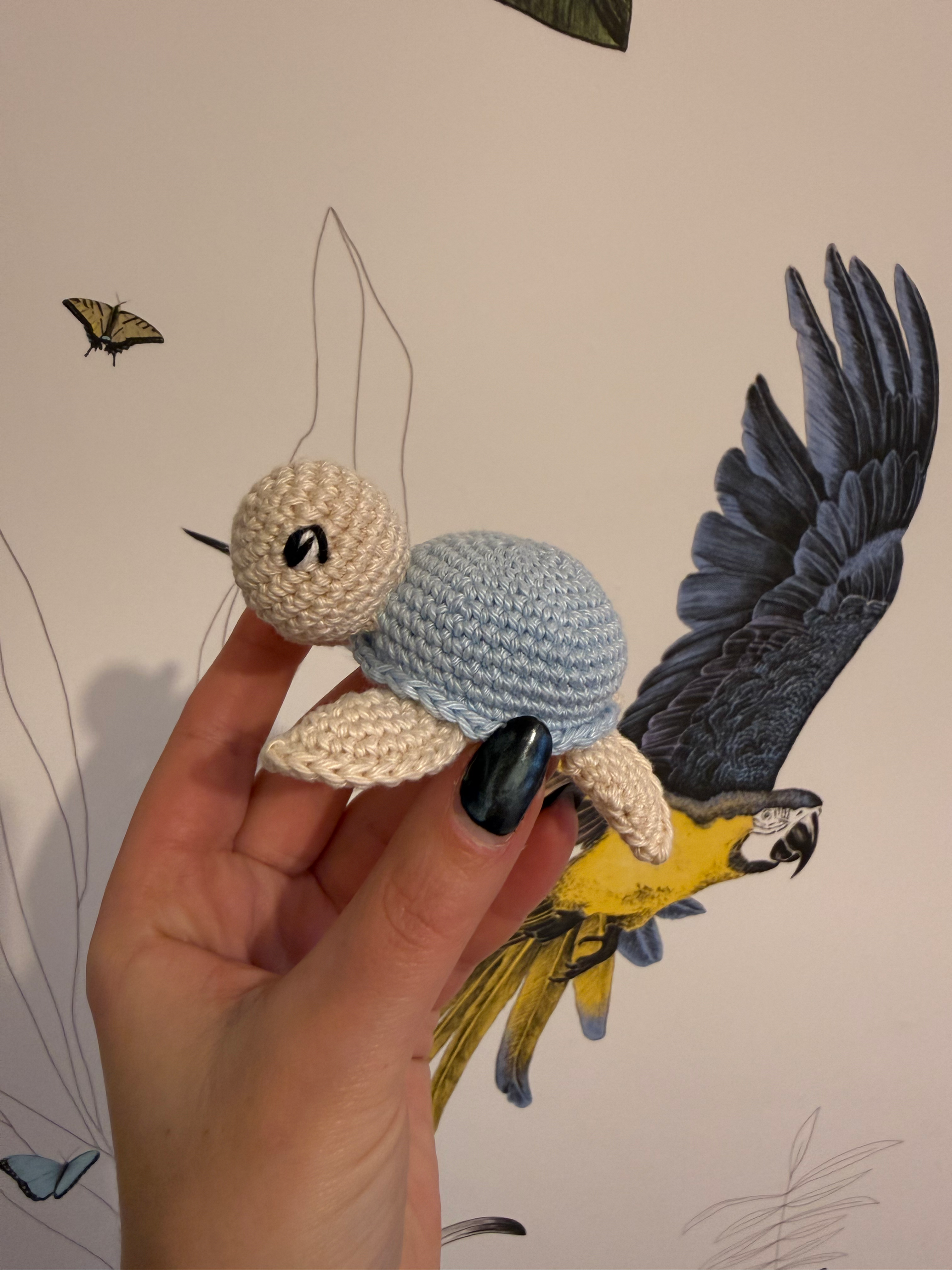 Doudou tortue bleu ciel