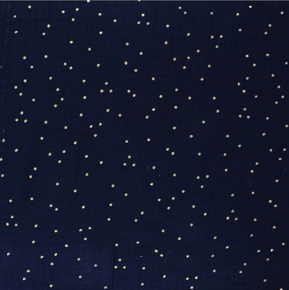 Bleu marine à pois doré
