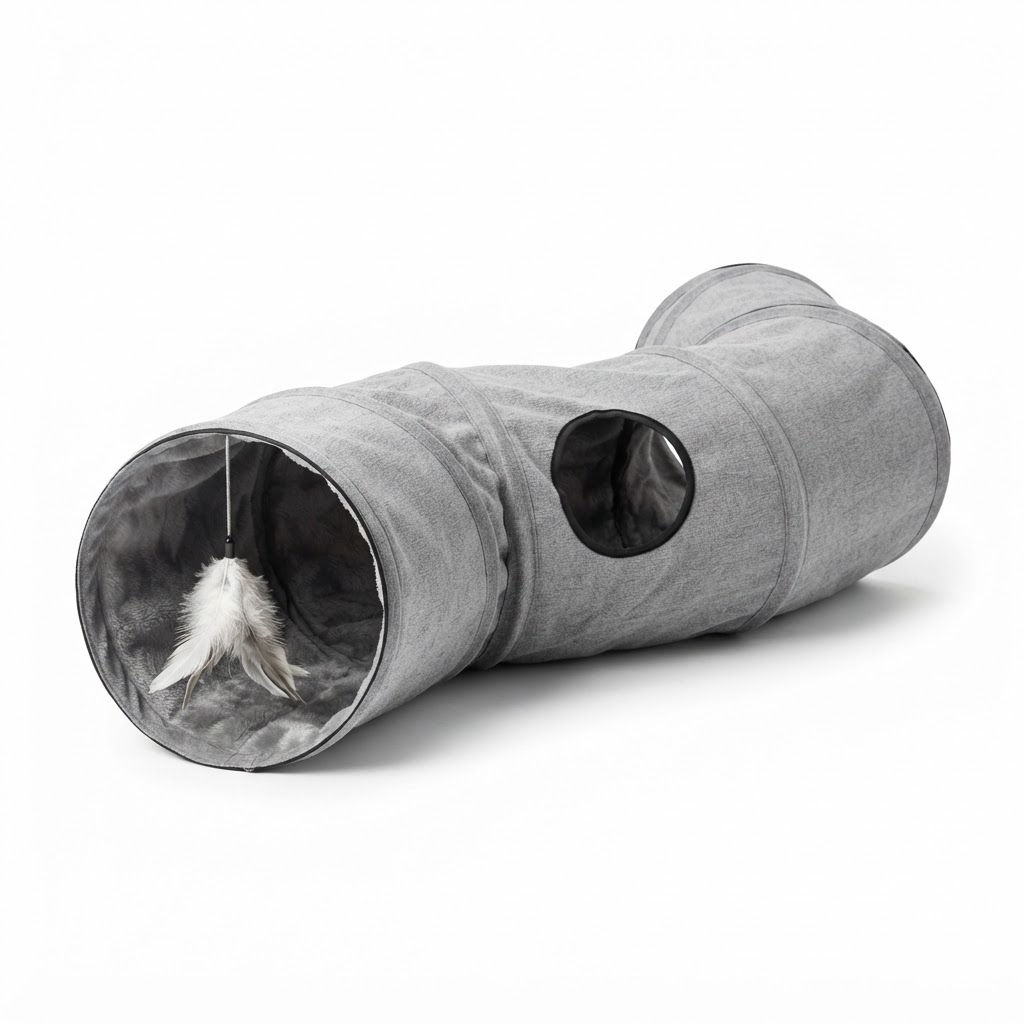 Foldable Crinkle Cat Tunnel with Feather Teaser
