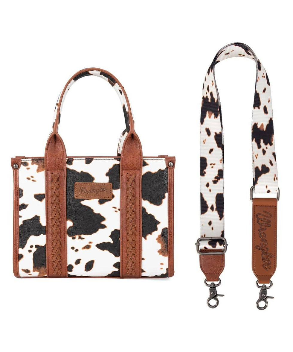 Wrangler Cow Print Concealed Carry Tote/Crossbody - Brown