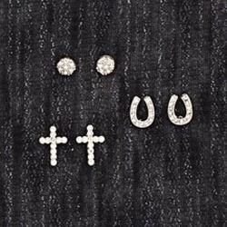 Silver Strike Earrings 3pr Stud SET