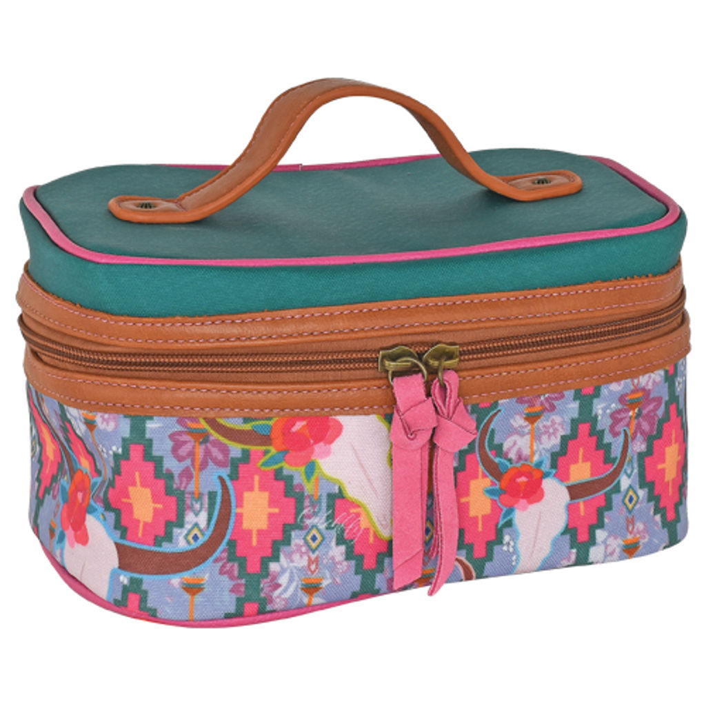 CATCHFLY TRAIN CASE SOUTHWEST MULTI COLORED AND COW SKULL