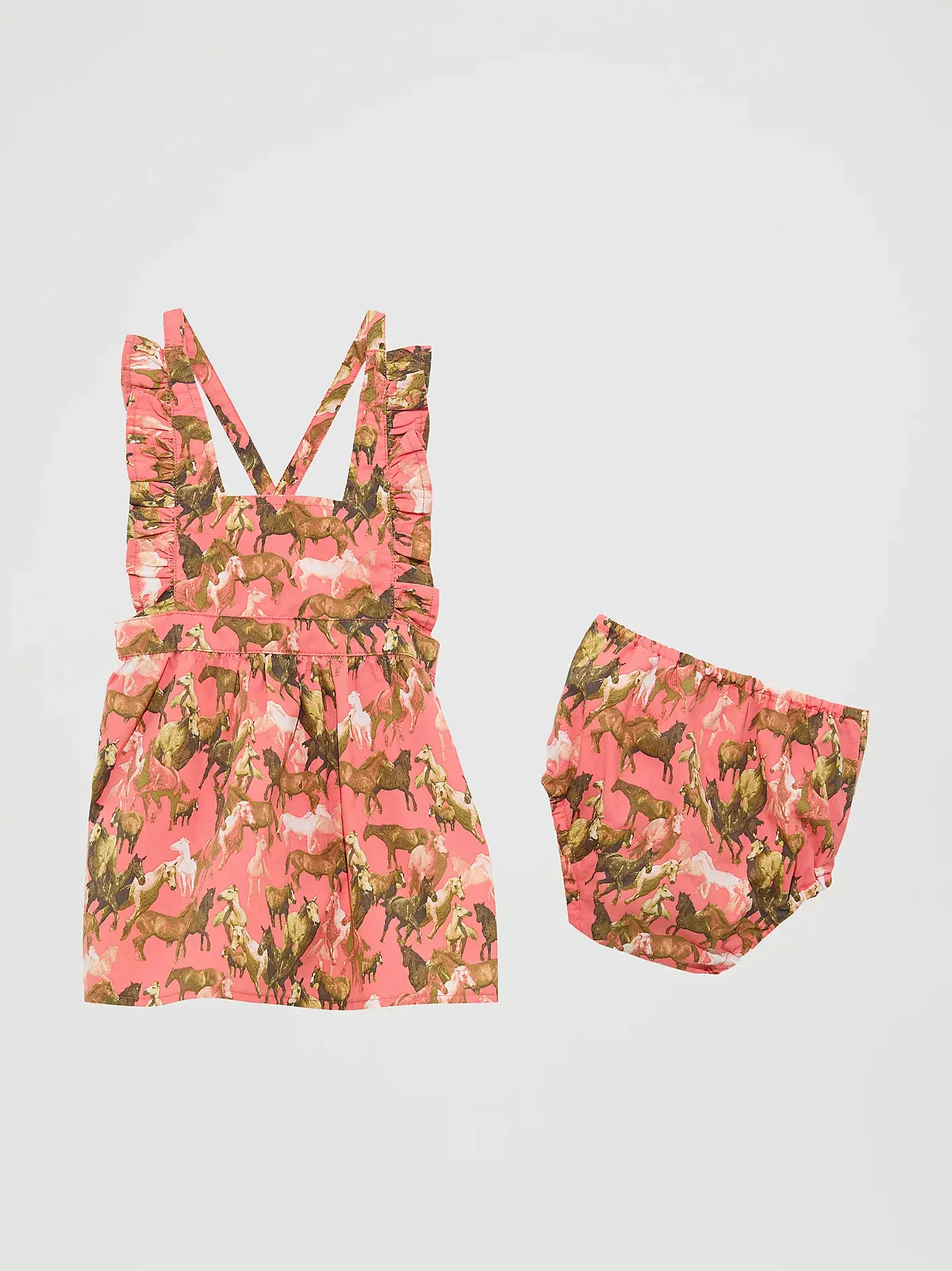 Little Girl's Ruffle Sleeve Pinafore Dress