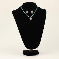 Blazin Roxx Necklace and Earring Set Beaded Sunflower Turquoise