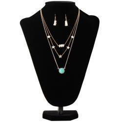 Blazin Roxx Ladies Earring and Necklace Set Star Pearl Marble Stone