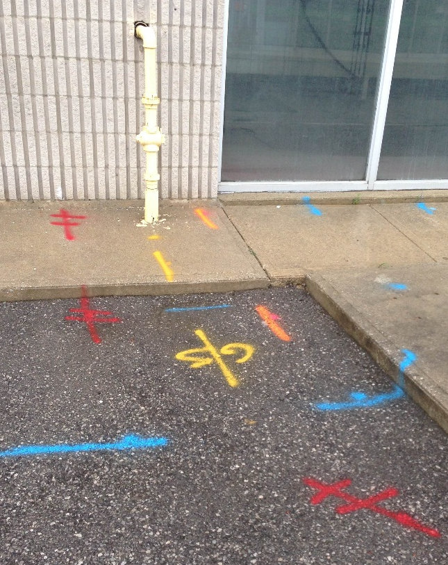 What do the different colours of spray paint on streets and sidewalks mean?