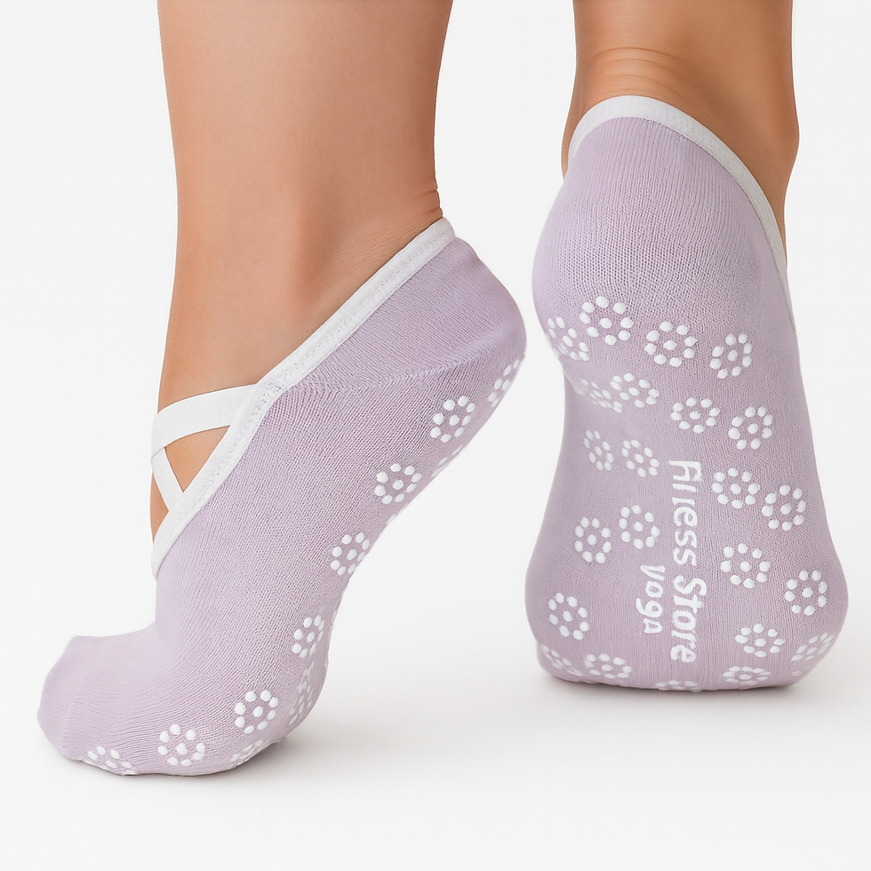 Purple anti-slip yoga and Pilates socks with grip sole for studio workouts Fitness Store UK