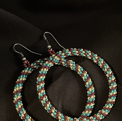 #25 2" Spiral Beaded Hoop Earrings