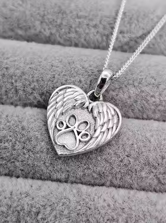 Angel Wing Paw Print Pendant With Chain