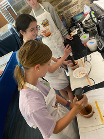 Junior chefs use the immersion blender!