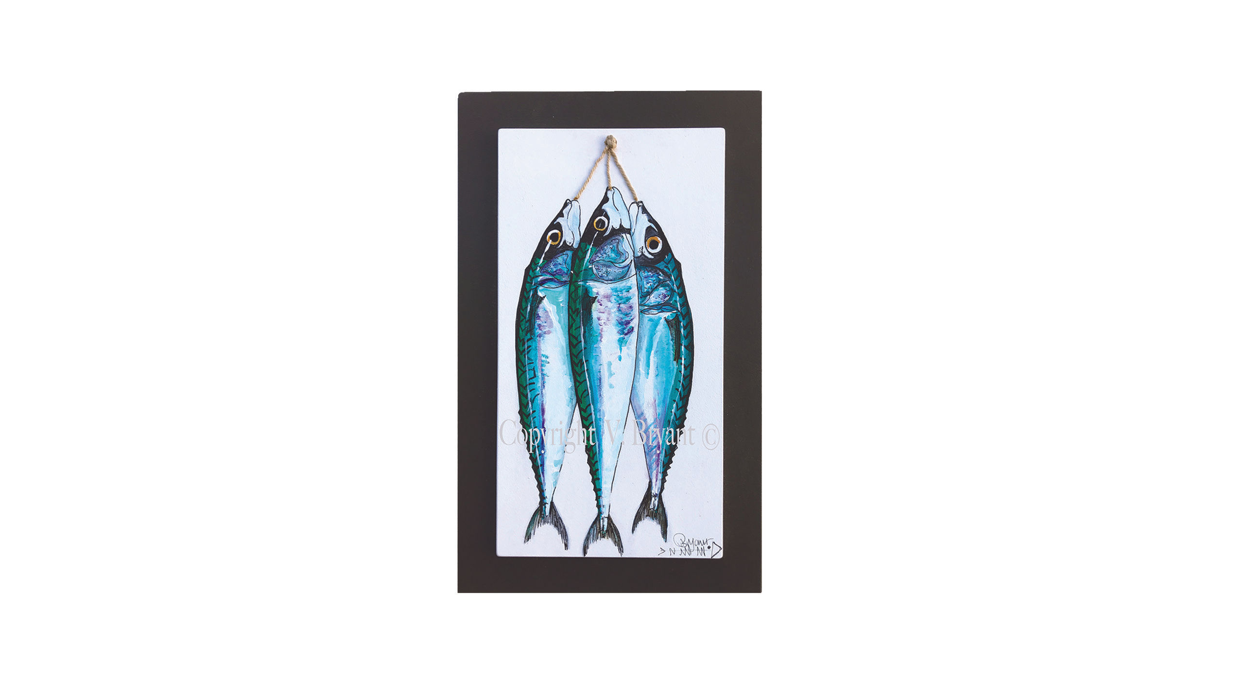 three mackerel painting