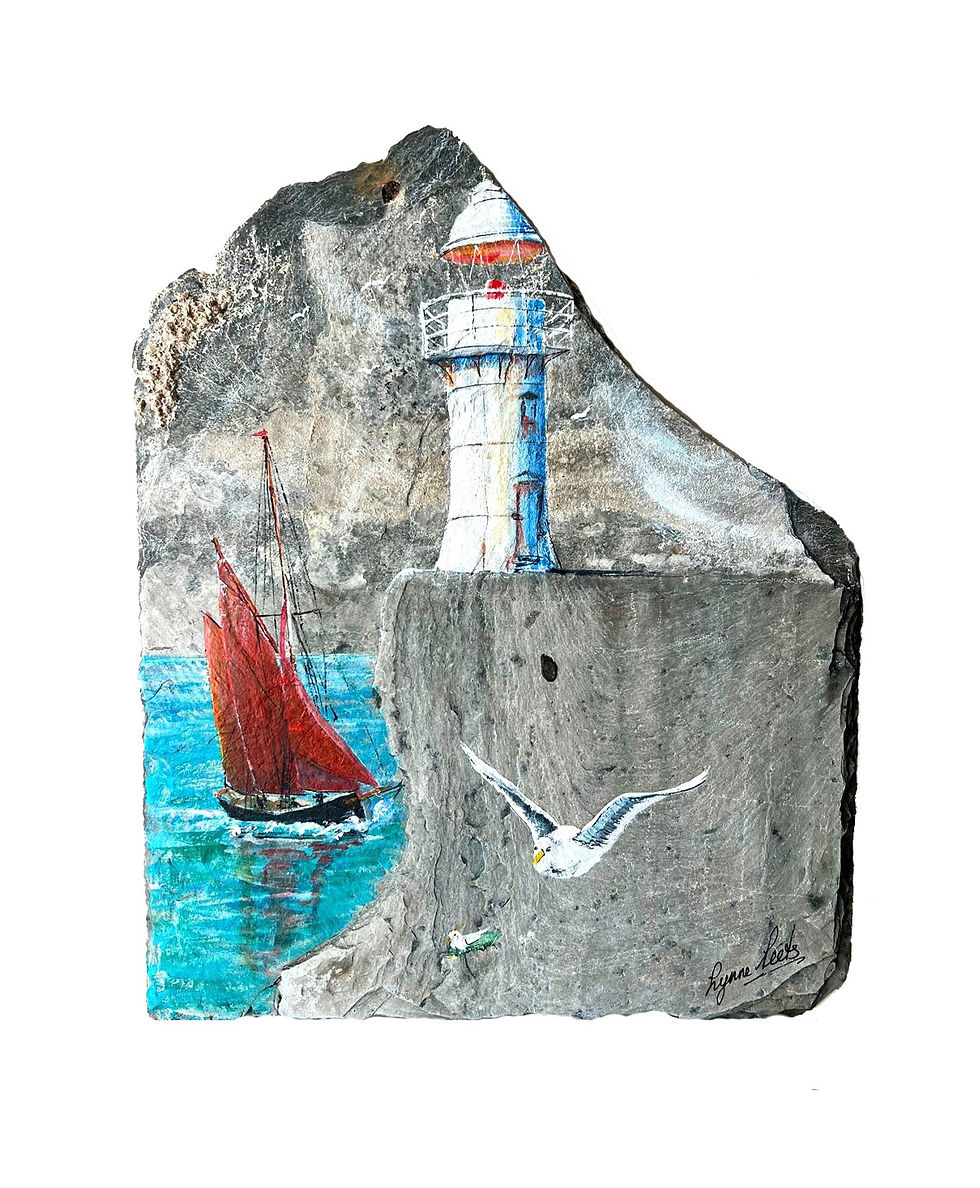 Acrylic painting on original slate tile