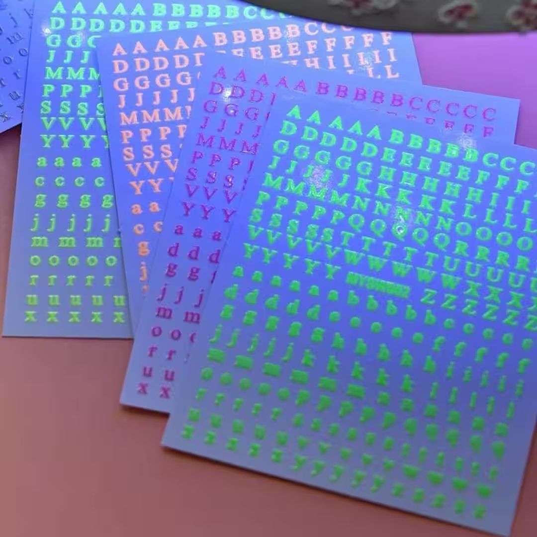 Alphabets Card for Resin & Nail Art Luminous Neon