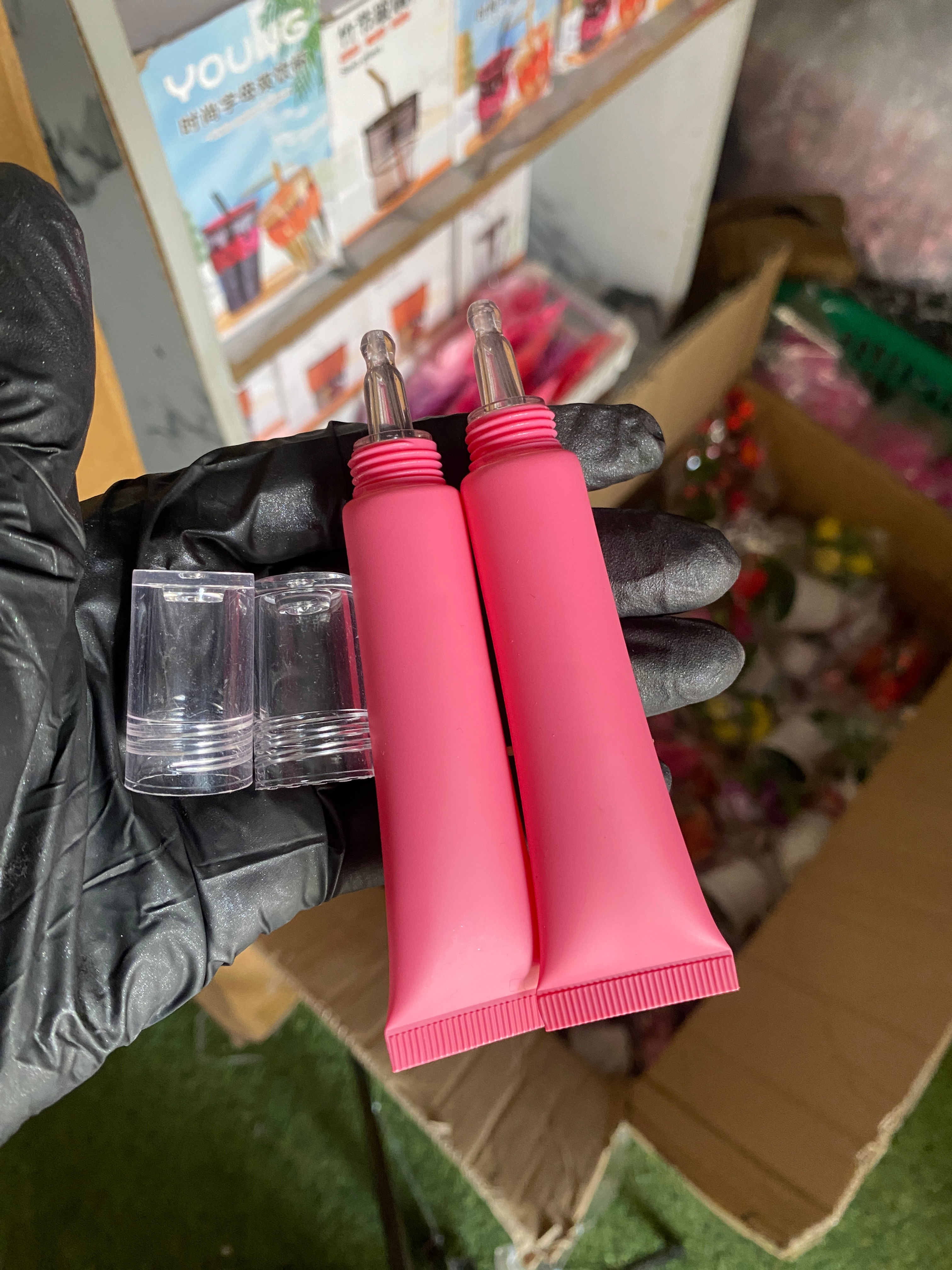 Luxury Transparent Stopper Pink Squeeze tube