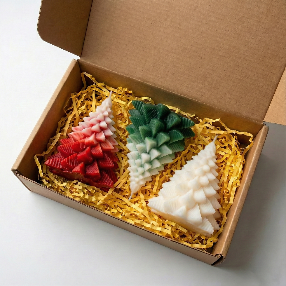 Thumbnail: Christmas tree candles set of 3 packaged for festive gifting