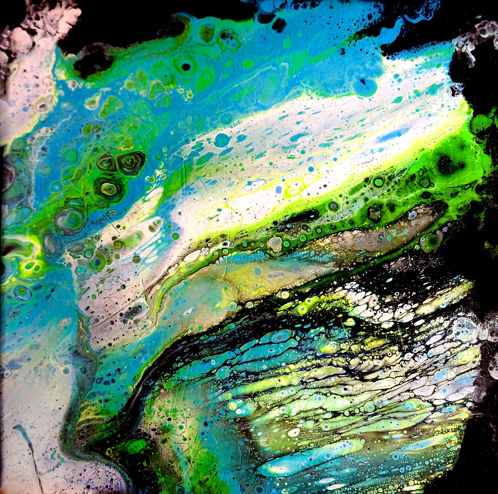 square modern abstract etsy lime green black turquoise acrylic fluid painting on canvas