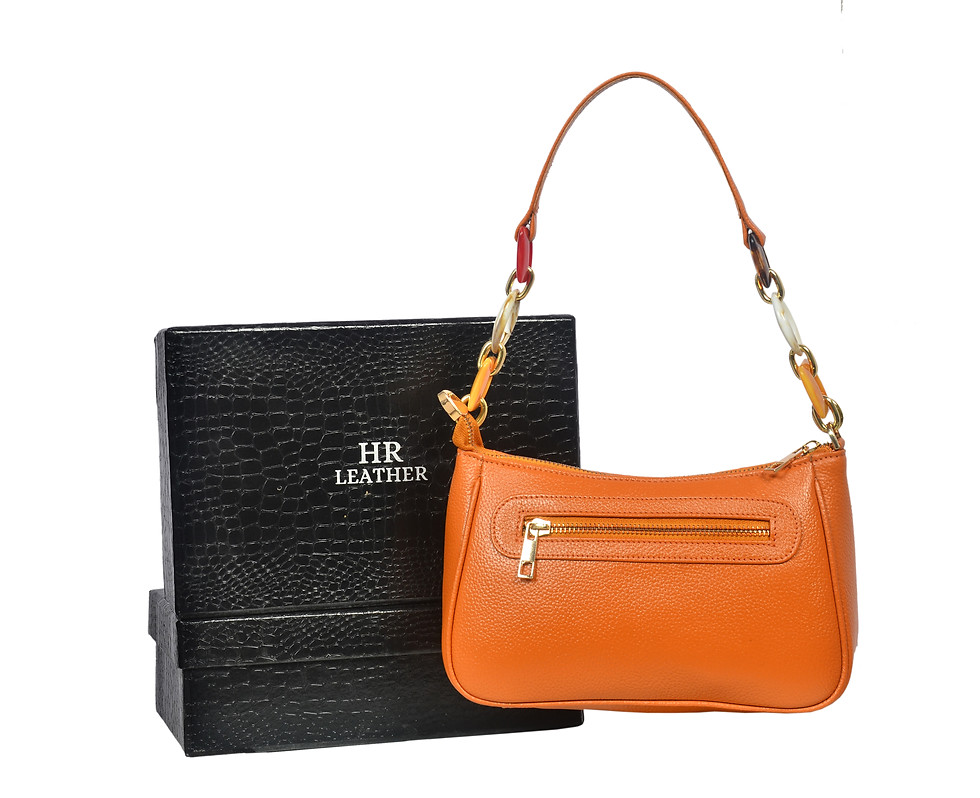 Thumbnail: Orange Leather Shoulder Bag (SB-0003)