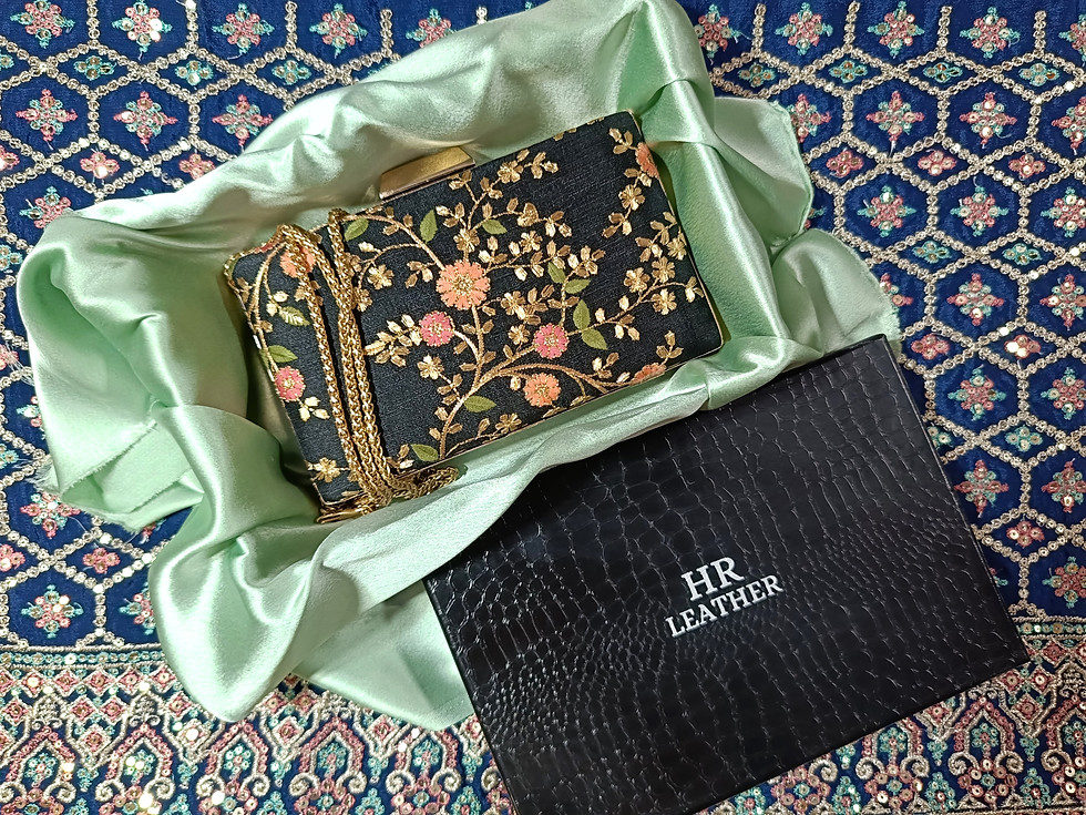 Thumbnail: Floral Box Clutch - Black