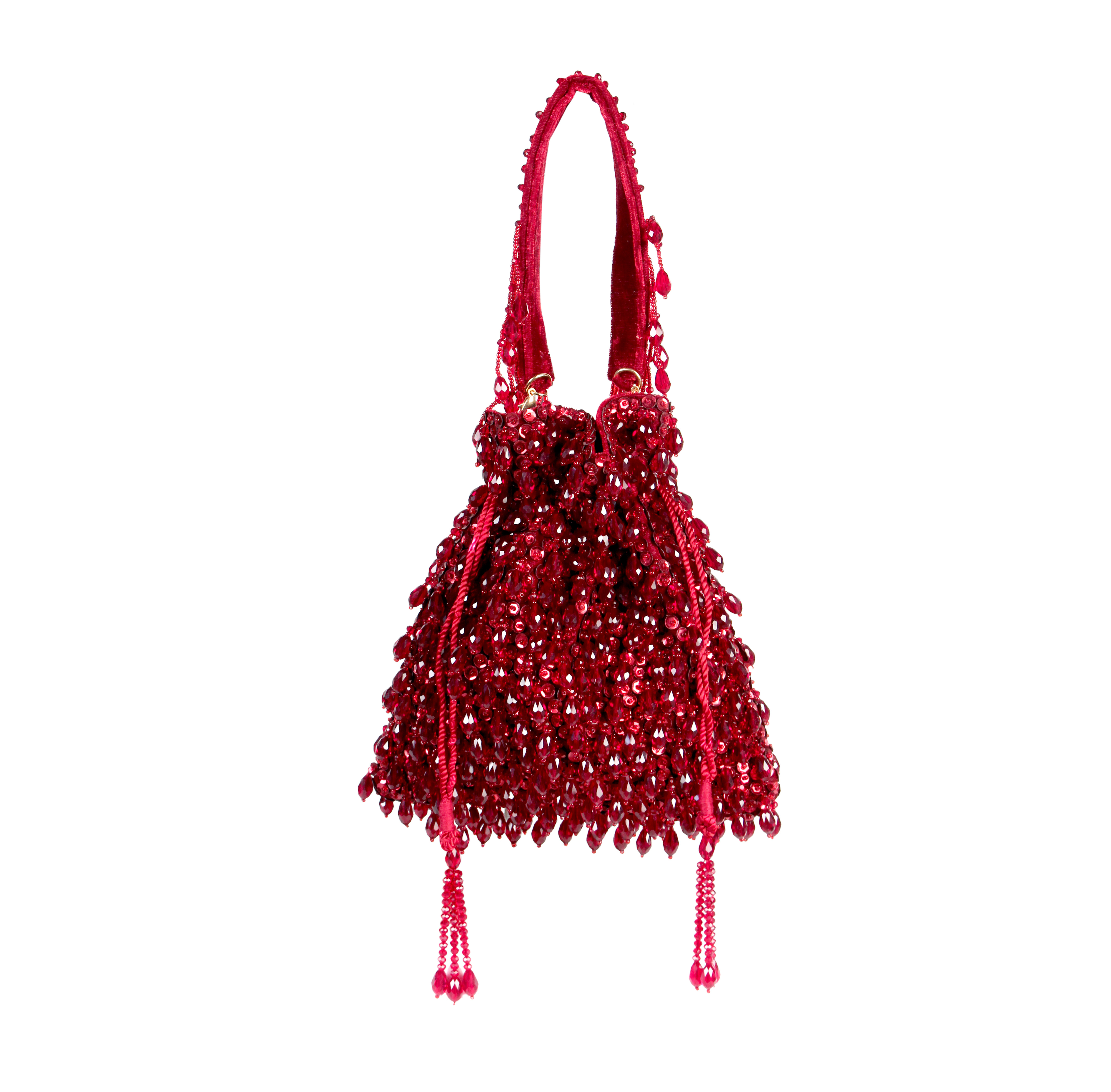 Maroon Glass Beads Latkan Potli Bag (PB-0001M)