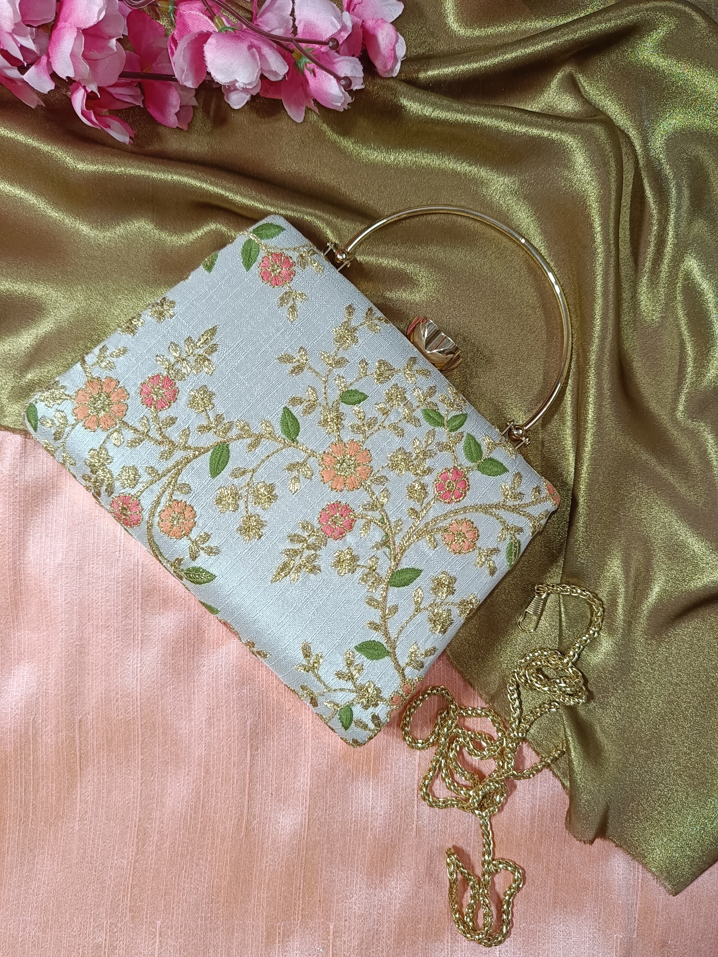Floral Handheld Clutch - Lavendar