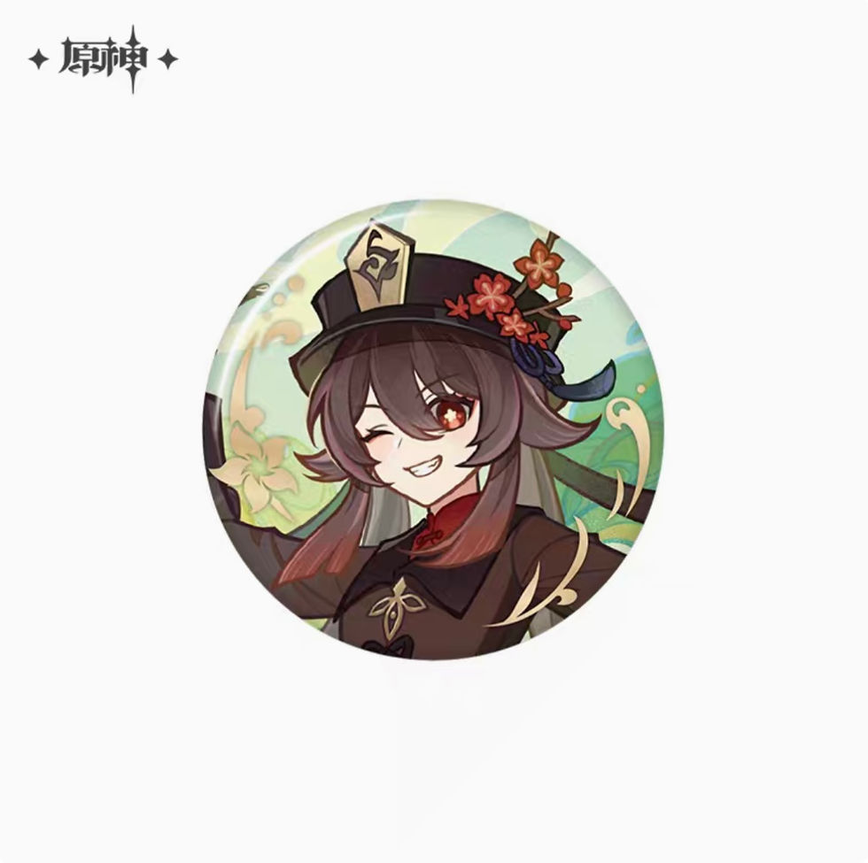 Thumbnail: Genshin Impact Venti and Hutao Merchandise (pin, acrylic keychain, card)
