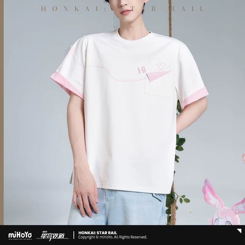 Honkai: Star Rail Cyrene Themed T-Shirt (White and Pink Color)