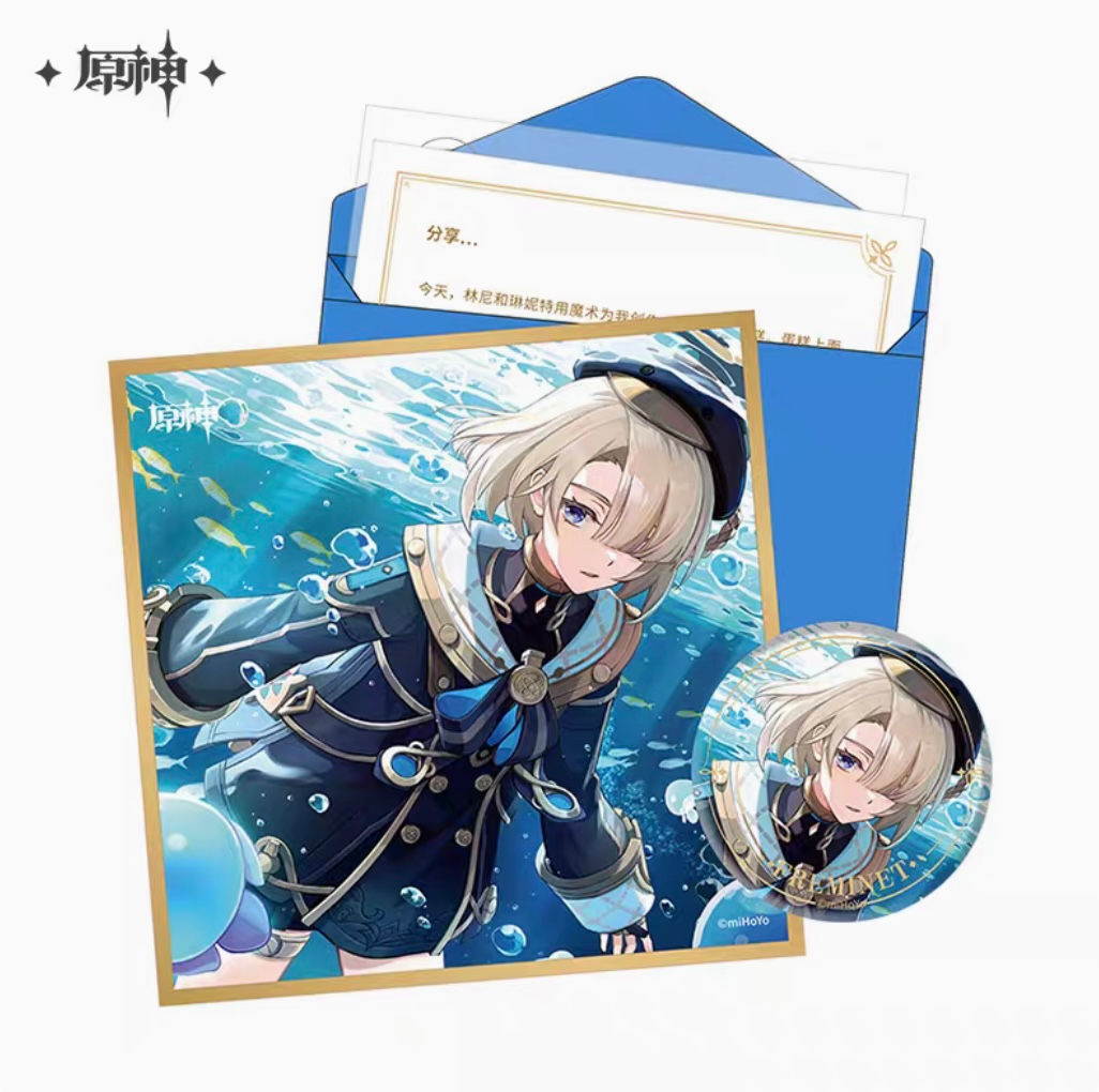 【Set B】Genshin Impact Characters Birthday Set (pin + letter + paper stand)