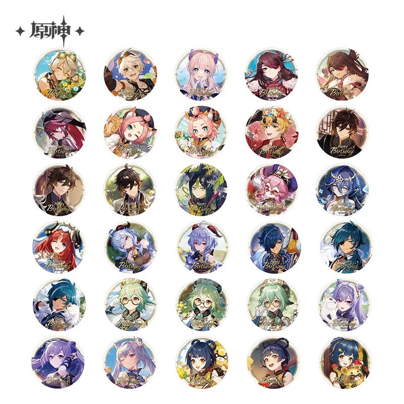 Genshin Impact Characters' Birthday Round Pin