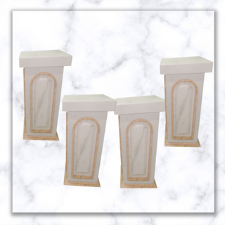 4 Colunas em mármore branco extra e detalhes em Gold