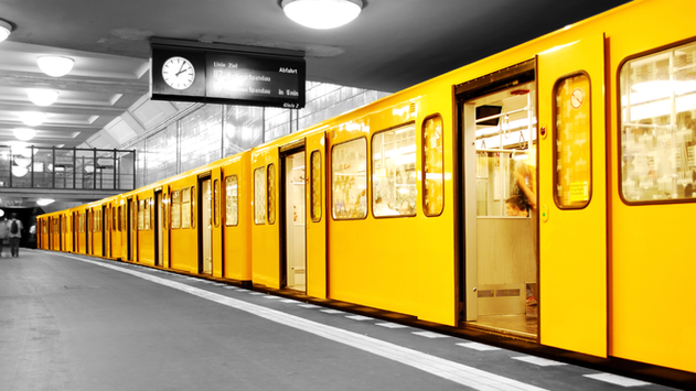 A yellow train in Berlin's metro
