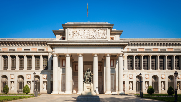 Facade of Prado Museum in Madrid