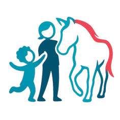 A child with a horse.